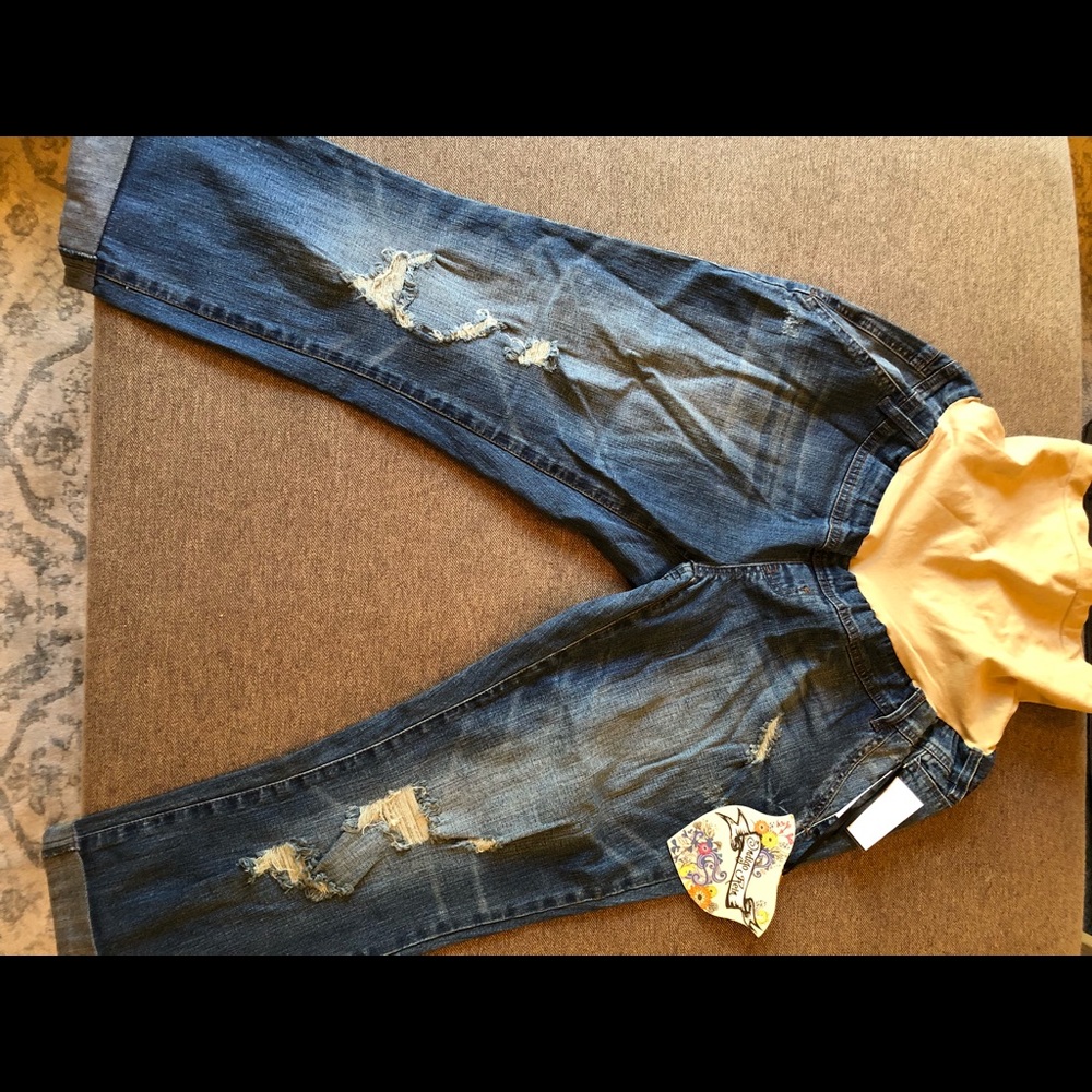 Maternity XL cropped distressed jeans